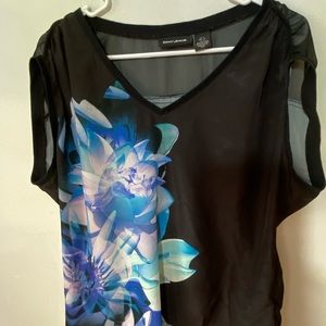 EUC DKNY Jeans Oversized Blue Floral Top